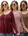 Long Sleeve Zipper O Neck Tunic Top - Fashion Damsel