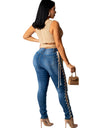 Bandage Women Pencil Jeans With Buttons - Fashion Damsel