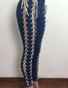 Bandage Women Pencil Jeans With Buttons - Fashion Damsel