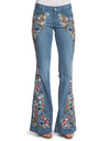 Vintage Embroidery Flare Denim Pants