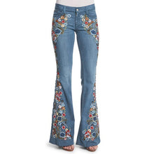 Load image into Gallery viewer, Vintage Embroidery Flare Denim Pants
