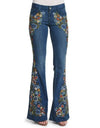 Vintage Embroidery Flare Denim Pants
