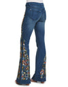 Vintage Embroidery Flare Denim Pants