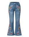 Vintage Embroidery Flare Denim Pants