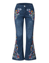 Vintage Embroidery Flare Denim Pants