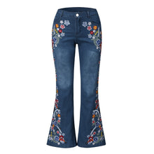 Load image into Gallery viewer, Vintage Embroidery Flare Denim Pants
