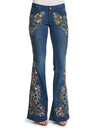 Vintage Embroidery Flare Denim Pants