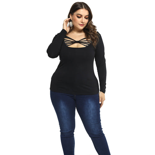 Hollow Slim Solid Long Sleeve Top - Fashion Damsel