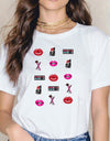 Sexy Red Lipsticks Make Up Artist Letters Print T shirt
