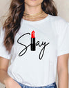 Sexy Red Lipsticks Make Up Artist Letters Print T shirt