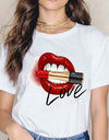 Sexy Red Lipsticks Make Up Artist Letters Print T shirt