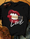 Sexy Red Lipsticks Make Up Artist Letters Print T shirt