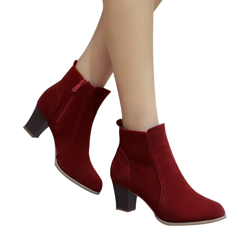 Suede Leather Ankle Boots - Fashion Damsel