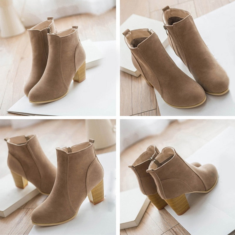 Suede Leather Ankle Boots - Fashion Damsel