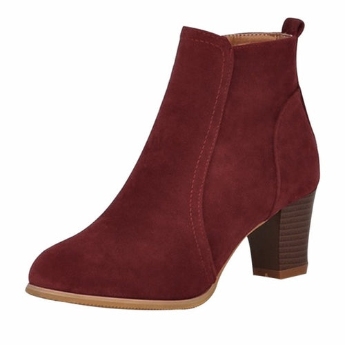 Suede Leather Ankle Boots - Fashion Damsel