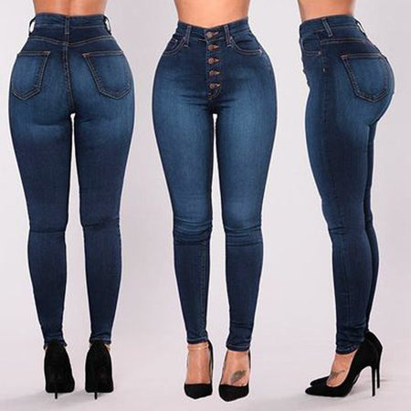 High Waist Stretch Slim Pants - Fashion Damsel