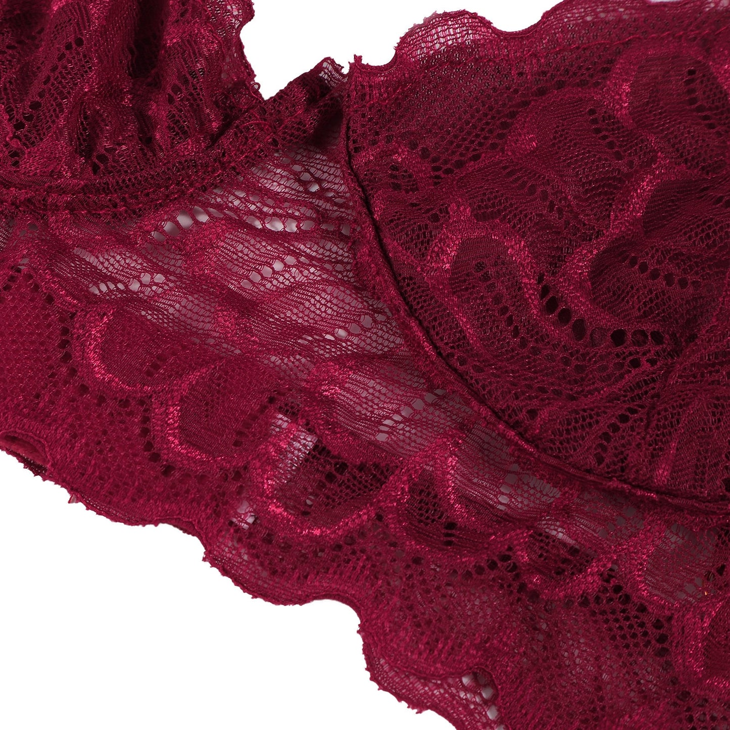 3PC Strap Lace Crochet Cutout Lingerie Set With Garter