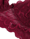 3PC Strap Lace Crochet Cutout Lingerie Set With Garter