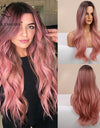 Long, Wavy Natural Synthetic Wig Ombre, Blonde & Brown