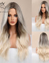 Long, Wavy Natural Synthetic Wig Ombre, Blonde & Brown
