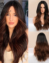 Long, Wavy Natural Synthetic Wig Ombre, Blonde & Brown