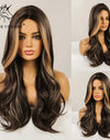 Long, Wavy Natural Synthetic Wig Ombre, Blonde & Brown