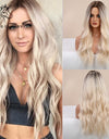Long, Wavy Natural Synthetic Wig Ombre, Blonde & Brown