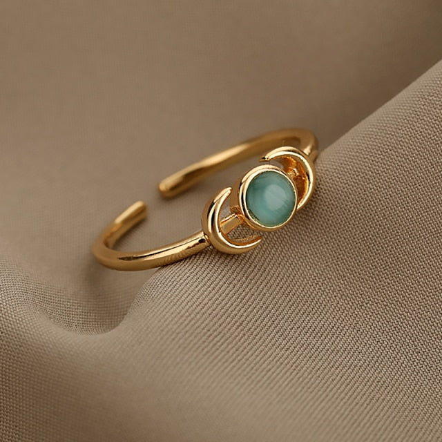 Stainless Steel Opal Moonstone Ring - Fashion Damsel