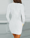 Sequins Long-sleeved Elegant V-neck Dress - Fashion Damsel