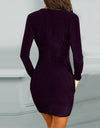 Sequins Long-sleeved Elegant V-neck Dress - Fashion Damsel