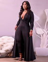 Deep V Neck Jumpsuit Dress for Women - Fashion Damsel