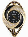 Rhinestone Whirlwind Design Metal Weave Quartz Watch