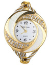 Rhinestone Whirlwind Design Metal Weave Quartz Watch