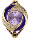 Rhinestone Whirlwind Design Metal Weave Quartz Watch