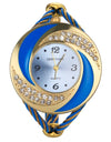 Rhinestone Whirlwind Design Metal Weave Quartz Watch