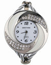 Rhinestone Whirlwind Design Metal Weave Quartz Watch