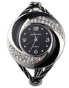 Rhinestone Whirlwind Design Metal Weave Quartz Watch
