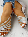 Wedge Med Heel Sandals - Fashion Damsel