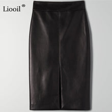 गैलरी व्यूवर में इमेज लोड करें, Leather Slit Pencil Office Skirt - Fashion Damsel
