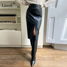 Carica l&#39;immagine nel visualizzatore di Gallery, Leather Slit Pencil Office Skirt - Fashion Damsel
