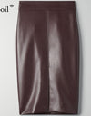 Leather Slit Pencil Office Skirt - Fashion Damsel