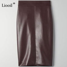 Load image into Gallery viewer, Leather Slit Pencil Office Skirt - Fashion Damsel
