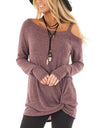Off Shoulder Long Sleeve Casual Ladies Pullover