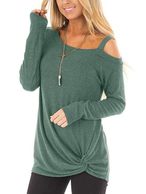Off Shoulder Long Sleeve Casual Ladies Pullover