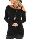 Off Shoulder Long Sleeve Casual Ladies Pullover