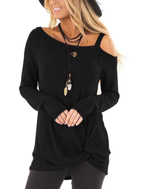 Off Shoulder Long Sleeve Casual Ladies Pullover