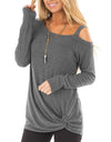 Off Shoulder Long Sleeve Casual Ladies Pullover