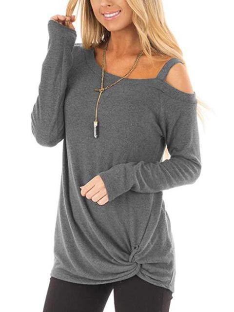 Off Shoulder Long Sleeve Casual Ladies Pullover