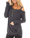 Off Shoulder Long Sleeve Casual Ladies Pullover