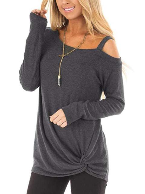 Off Shoulder Long Sleeve Casual Ladies Pullover